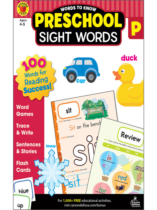 Cover image for Words to Know Sight Words, Grade Preschool